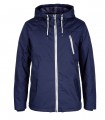 Stand collar zip front hooded jacket in blue